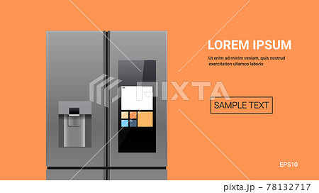 stainless steel refrigerator side by side fridge freezer modern kitchen household domestic appliance 78132717