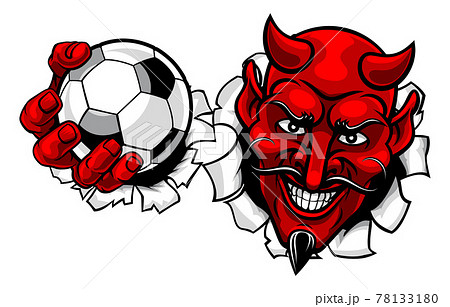 Devil Soccer Football Ball Sports Mascot Cartoon 78133180