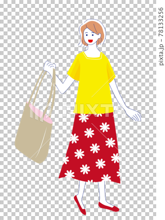 トートバッグを持つ女性のイラスト素材 78133256