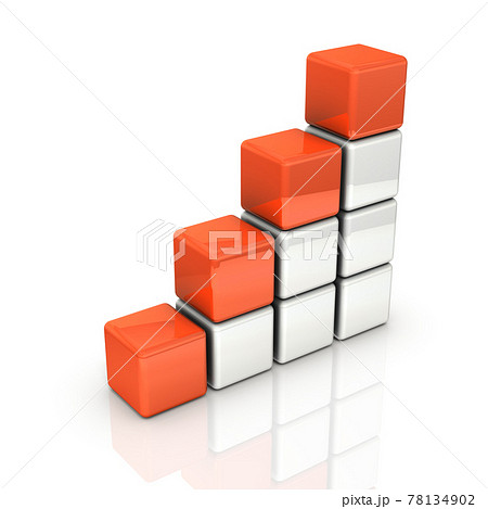 ブロックで構成された階段状のステージ。3DCGソフトによるレンダリング。白バック。 ブロックで構成された階段状のステージ。3DCGソフトによるレンダリング。白バック。 78134902