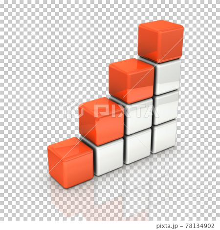 ブロックで構成された階段状のステージ。3DCGソフトによるレンダリング。白バック。 ブロックで構成された階段状のステージ。3DCGソフトによるレンダリング。白バック。 78134902