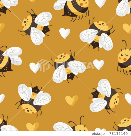 Cartoon bee cute vector seamless pattern. Cartoon bee cute vector seamless pattern. 78135140