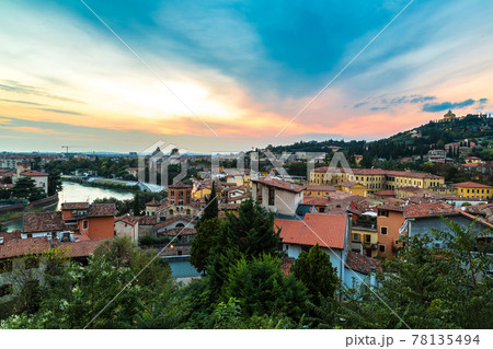 Verona at sunset in Italy Verona at sunset in Italy 78135494