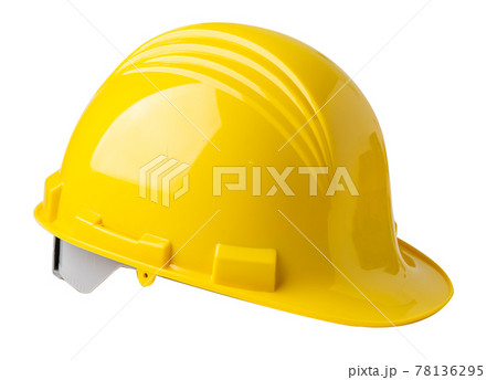 Yellow construction helmet isolated on white background with clipping path, engineer safety concept. 78136295