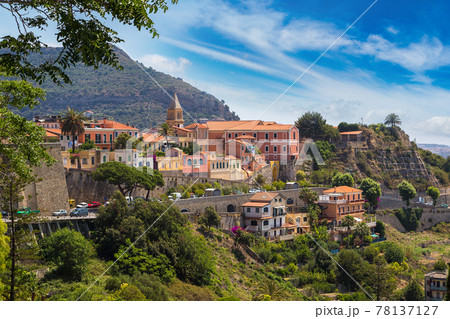 Colorful houses in Ventimiglia, Italy 78137127