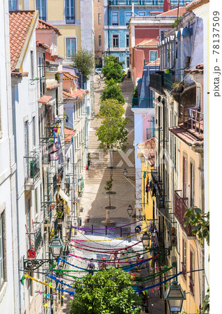 Old narrow street in Lisbon Old narrow street in Lisbon 78137509