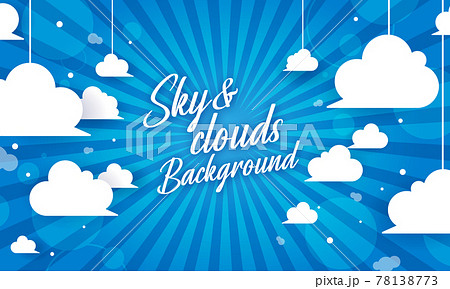 空と雲 バックグラウンド フラットデザイン 背景 壁紙のイラスト素材