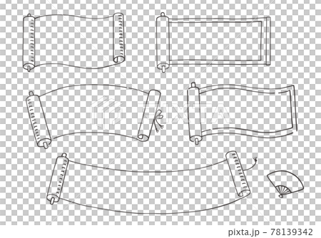 巻物の手描きイラスト モノクロ のイラスト素材