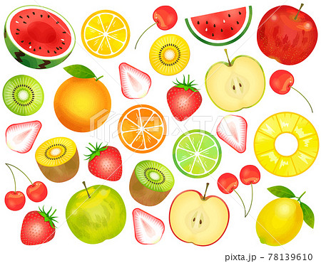 Fresh Watercolor Fruit Vector Illustration Set Stock Illustration