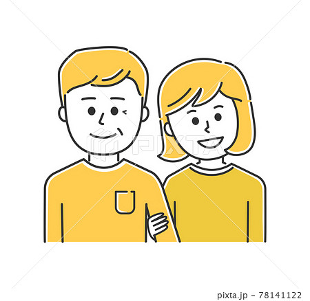 仲が良い年の差カップル・夫婦（女性が若い）イラスト素材 78141122