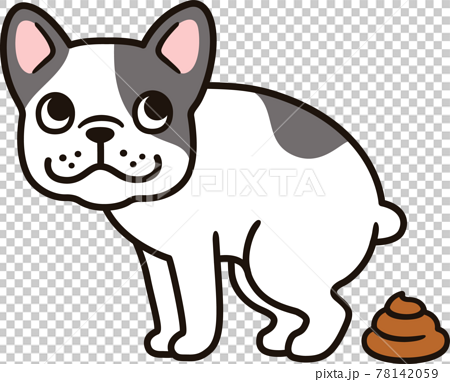 Cartoon French Bulldog pooping - Stock Illustration [78142059] - PIXTA