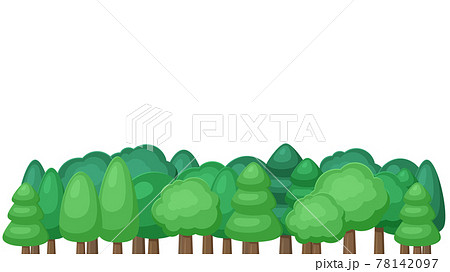 かわいい森林の風景イラスト 木の背景 16 9のイラスト素材