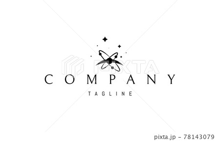 Vector logo on which the abstract image of the atom on the background of the cosmos. 78143079