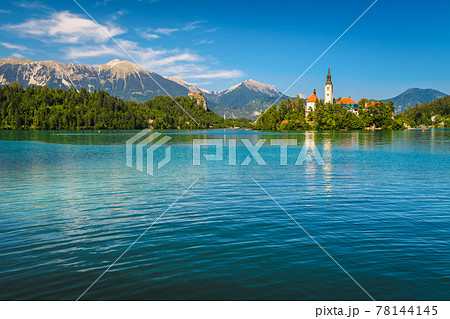 Fantastic view from the lake shore, Bled, Slovenia Fantastic view from the lake shore, Bled, Slovenia 78144145