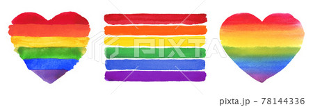 Watercolor Hand Painted Colorful Rainbow Set. Vector Pride Flag Watercolor Hand Painted Colorful Rainbow Set. Vector Pride Flag 78144336