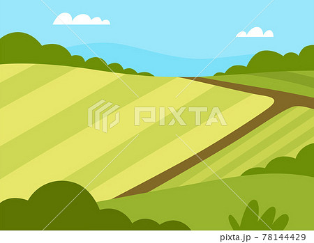 Country View with Sown Field and Pasture Land as Green Landscape Vector Illustration Country View with Sown Field and Pasture Land as Green Landscape Vector Illustration 78144429