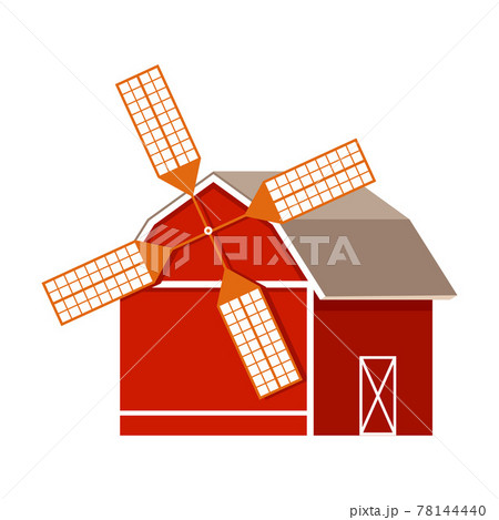 Flour Mill with Rotating Wind-stick or Blades Vector Illustration 78144440