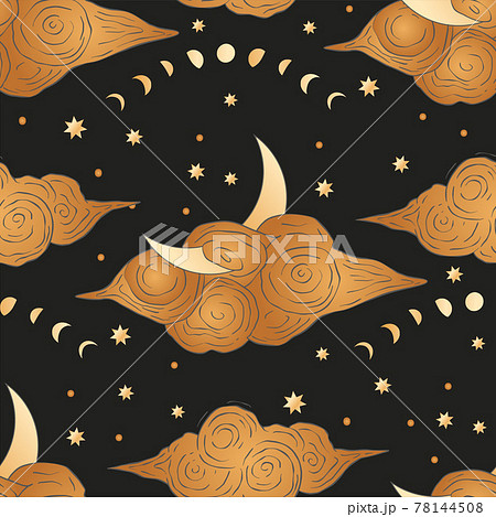 Celestial moon golden seamless pattern. Celestial moon golden seamless pattern. 78144508