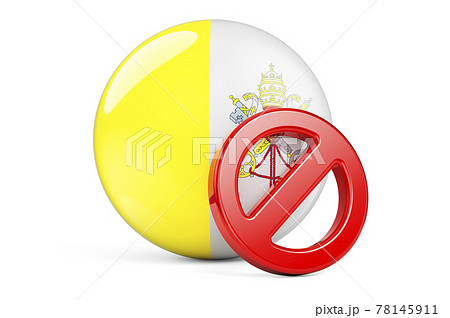 Forbidden symbol with Vatican flag. Prohibition in Vatican concept, 3D rendering 78145911