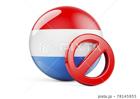 Forbidden symbol with Luxembourgish flag. Prohibition in Luxembourg concept, 3D rendering 78145955