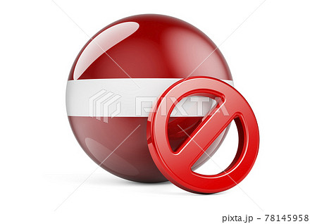 Forbidden symbol with Latvian flag. Prohibition in Latvia concept, 3D rendering Forbidden symbol with Latvian flag. Prohibition in Latvia concept, 3D rendering 78145958