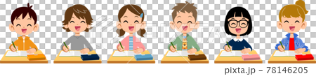 Elementary school boys and girls taking classes with a smile 78146205