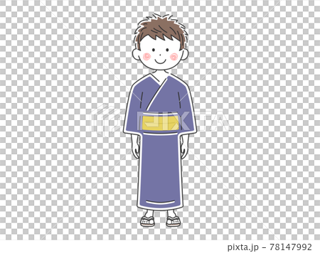 浴衣を着た男性のイラストのイラスト素材