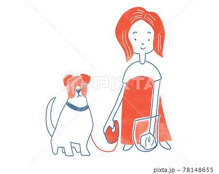犬 散歩マナーのイラスト素材