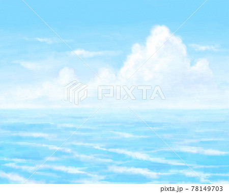 水彩風 夏の空と海のイラストのイラスト素材
