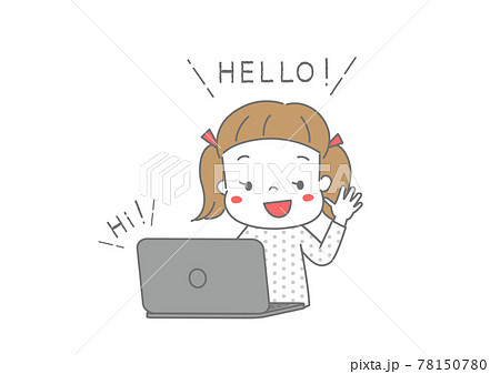 インターネットで英会話をしている女の子　オンライン英会話、ビデオ通話 78150780