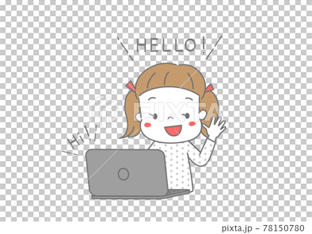 インターネットで英会話をしている女の子　オンライン英会話、ビデオ通話 78150780