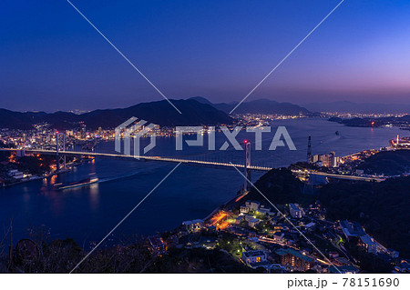 山口県下関市　火の山公園からの関門海峡の夜景 78151690
