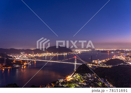 山口県下関市 火の山公園からの関門海峡の夜景 山口県下関市 火の山公園からの関門海峡の夜景 78151691