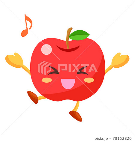 喜ぶりんごのキャラクターのイラスト素材 7815