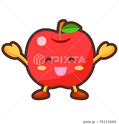 万歳するりんごのキャラクターのイラスト素材