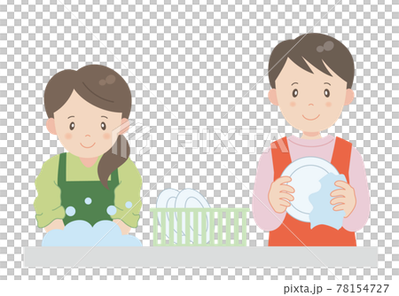 飯後合作打掃衛生的夫妻 78154727