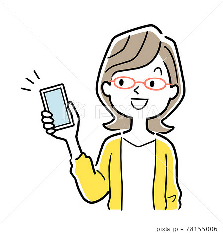 ベクターイラスト素材:スマートフォンを持つ若い女性 ベクターイラスト素材:スマートフォンを持つ若い女性 78155006