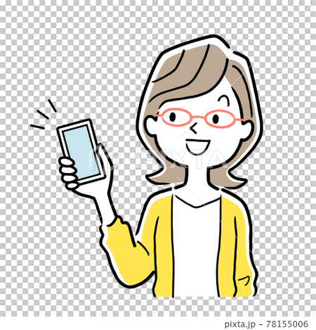 ベクターイラスト素材:スマートフォンを持つ若い女性 ベクターイラスト素材:スマートフォンを持つ若い女性 78155006