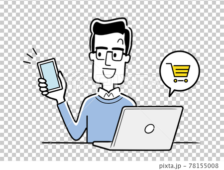Vector illustration material: Men using PCs and smartphones 78155008