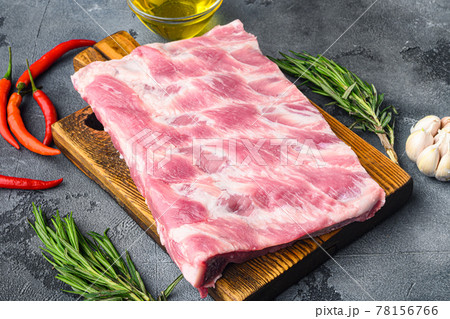 Ribs cooking with sauce marinade ingredient, with honey , on gray background Ribs cooking with sauce marinade ingredient, with honey , on gray background 78156766