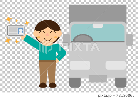 準中型運転免許証を取得した人とトラック 78156863