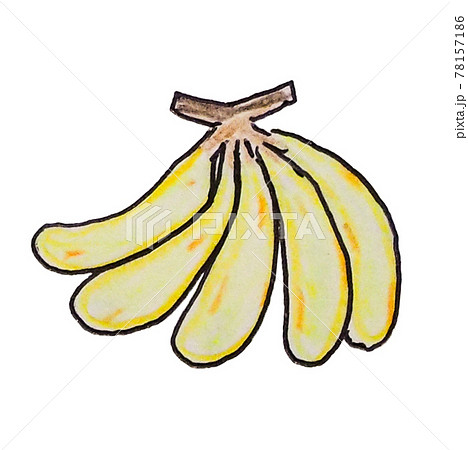 色鉛筆手書きのバナナのイラスト素材