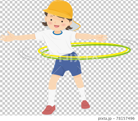 フラフープをするこどものイラストのイラスト素材