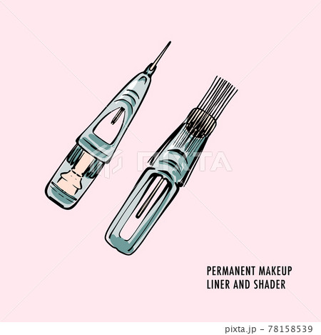 Tattoo needle illustration, shader and liner beauty cosmetologist machine. cosmetic set . pma Tattoo needle illustration, shader and liner beauty cosmetologist machine. cosmetic set . pma 78158539