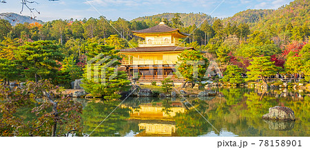 Beautiful of Kinkakuji temple or the golden Pavilion in Autumn foliage season, landmark and famous for tourist attractions in Kyoto, Kansai, Japan Beautiful of Kinkakuji temple or the golden Pavilion in Autumn foliage season, landmark and famous for tourist attractions in Kyoto, Kansai, Japan 78158901