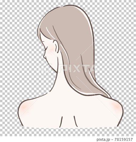 髪がサラサラの女性　後ろ姿左下向き　肩にかかった髪 78159157
