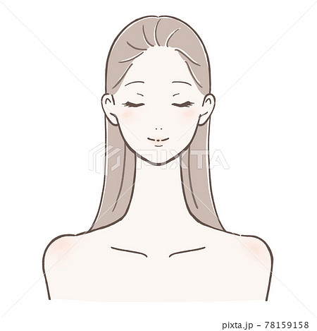 オールバックロングヘアの目を閉じている女性 のイラスト素材 オールバックロングヘアの目を閉じている女性 のイラスト素材