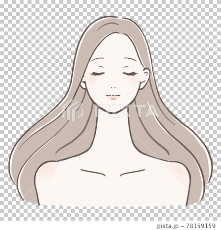 髪がサラサラでなびいている女性　正面 78159159