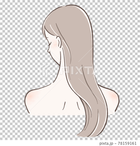 髪がサラサラの女性　後ろ姿左下向き　下ろした髪 78159161