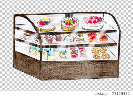 蛋糕展示櫃手繪插畫 78159353